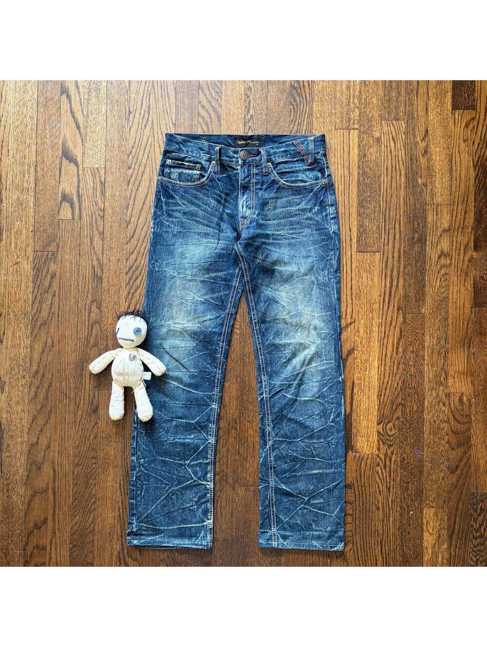 Japanese Nylaus Faded Embroidered Denim Jeans